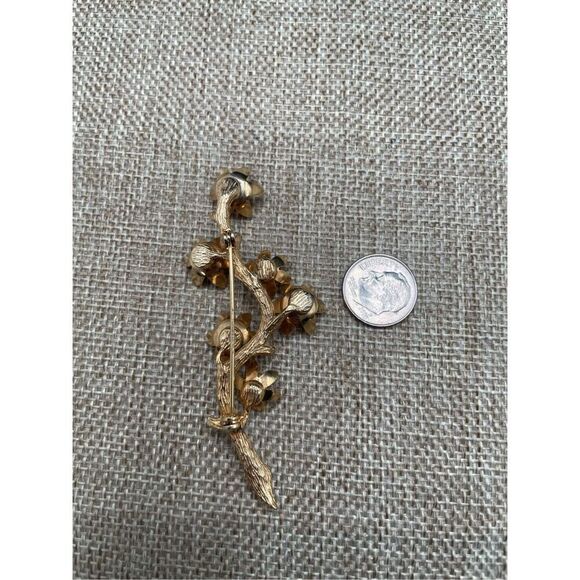 Two Pieces Vintage Brooches Gold Tone Leaf and Floral Retro 70’s 80’s - Picture 9 of 12